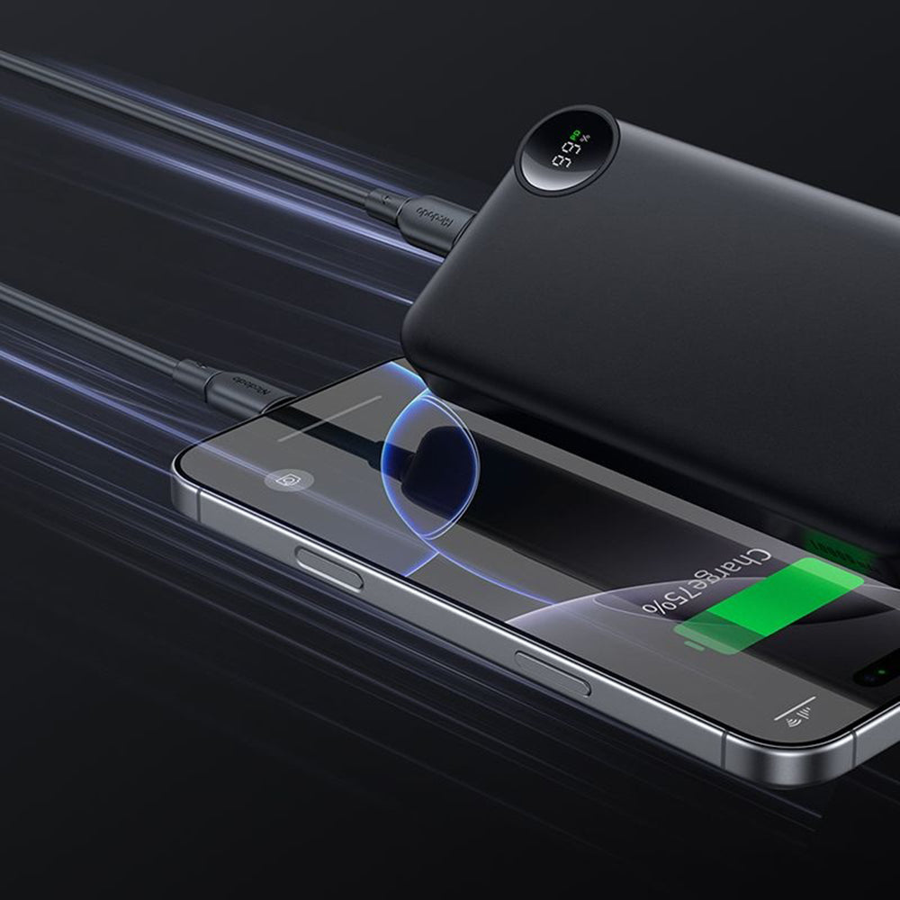 Externí baterie McDodo MC-3850 Display, 10000mAh, 30W, QC + PD, 1 x USB-A - 2 x USB-C, Černá