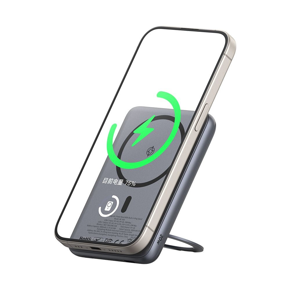 Bezdrátová externí baterie McDodo MC-8361 Meta, 5000mAh, 20W, PD + FQI, 1 x QI - 1 x USB-C, šedá