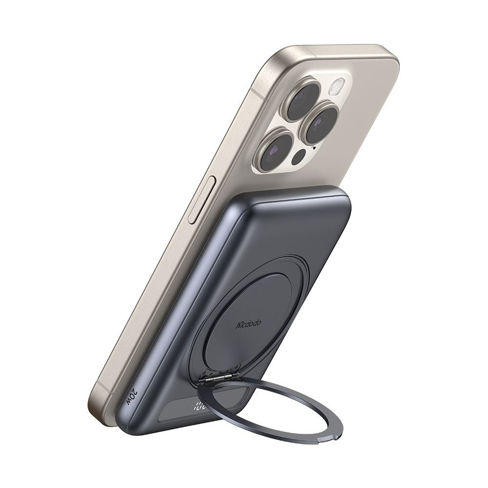 Bezdrátová externí baterie McDodo MC-8361 Meta, 5000mAh, 20W, PD + FQI, 1 x QI - 1 x USB-C, šedá