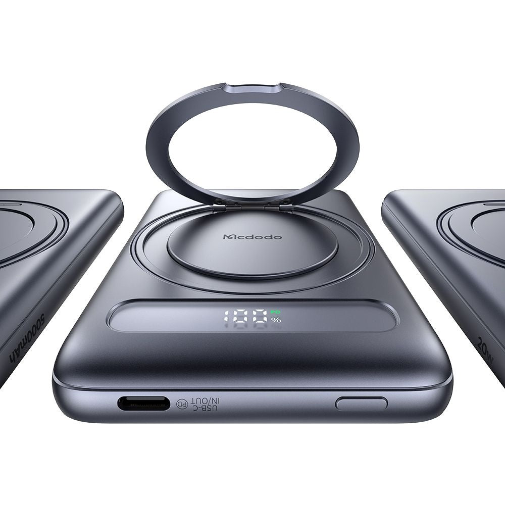 Bezdrátová externí baterie McDodo MC-8361 Meta, 5000mAh, 20W, PD + FQI, 1 x QI - 1 x USB-C, šedá