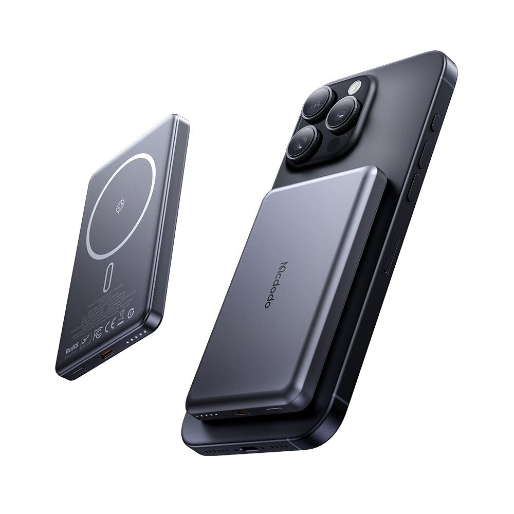 Bezdrátová externí baterie McDodo MC-4641 Meta, 5000mAh, 20W, PD + FQI, 1 x QI - 1 x USB-C, černá