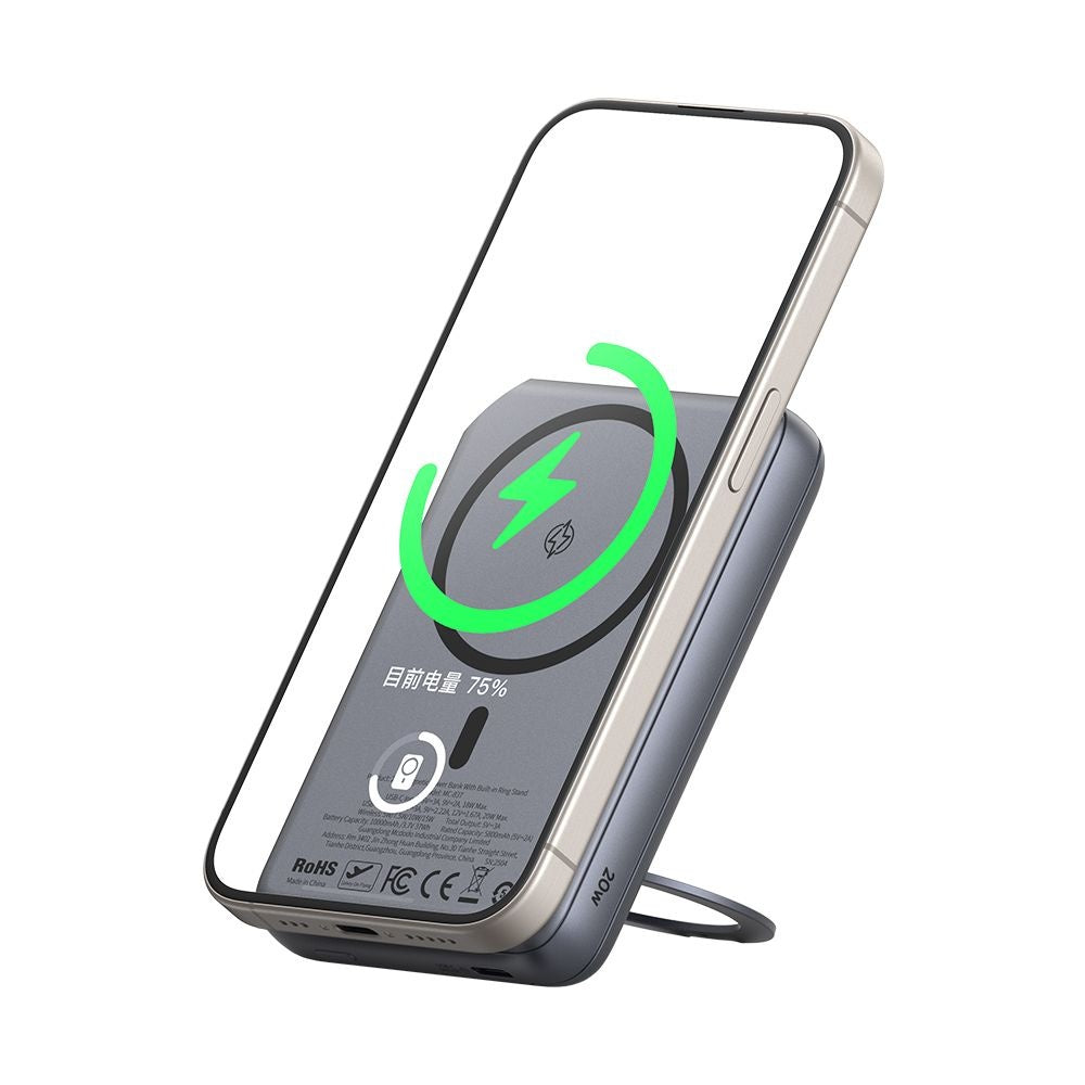 Bezdrátová externí baterie McDodo MC-8371 Meta, 10000mAh, 20W, PD + FQI, 1 x QI - 1 x USB-C, šedá