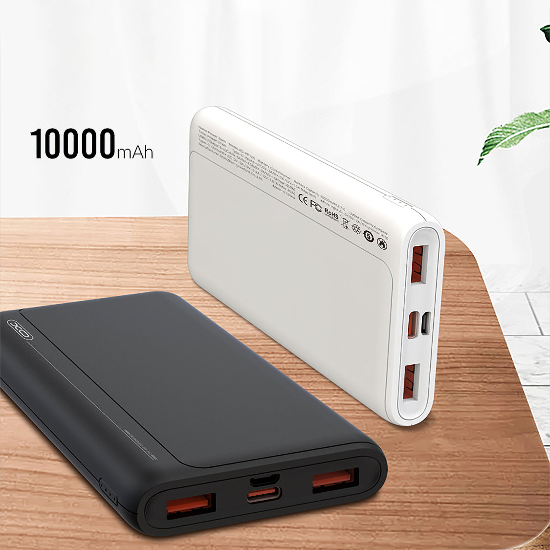 Externí baterie XO Design PR127, 20000mAh, 22.5W, QC + PD, 1 x USB-C - 2 x USB-A, Černá