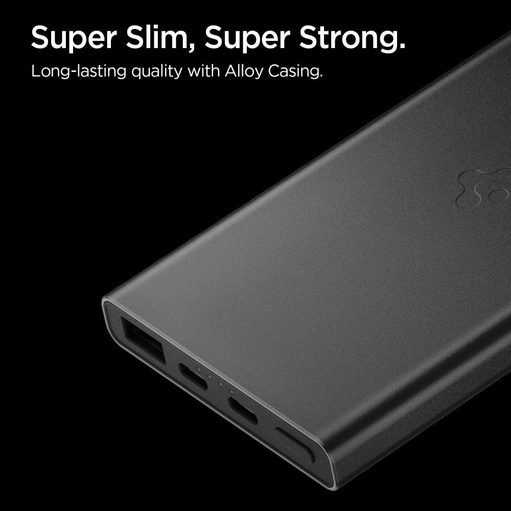 Externí baterie Spigen Essential, 10000mAh, 22.5W, QC + PD, 1 x USB-A - 2 x USB-C, Černá ABA09431
