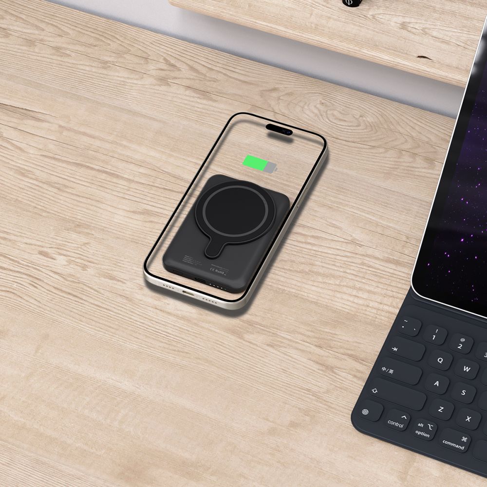 External Wireless Battery Tech-Protect PB10 LifeMag, 5000mAh, 15W, PD + FQI, 1 x QI - 1 x USB-C, Black