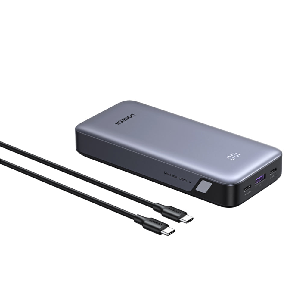 Externí baterie UGREEN Nexode PB532 (55989B), 20000mAh, 30W, QC + PD, 1 x USB-A - 2 x USB-C, Šedá