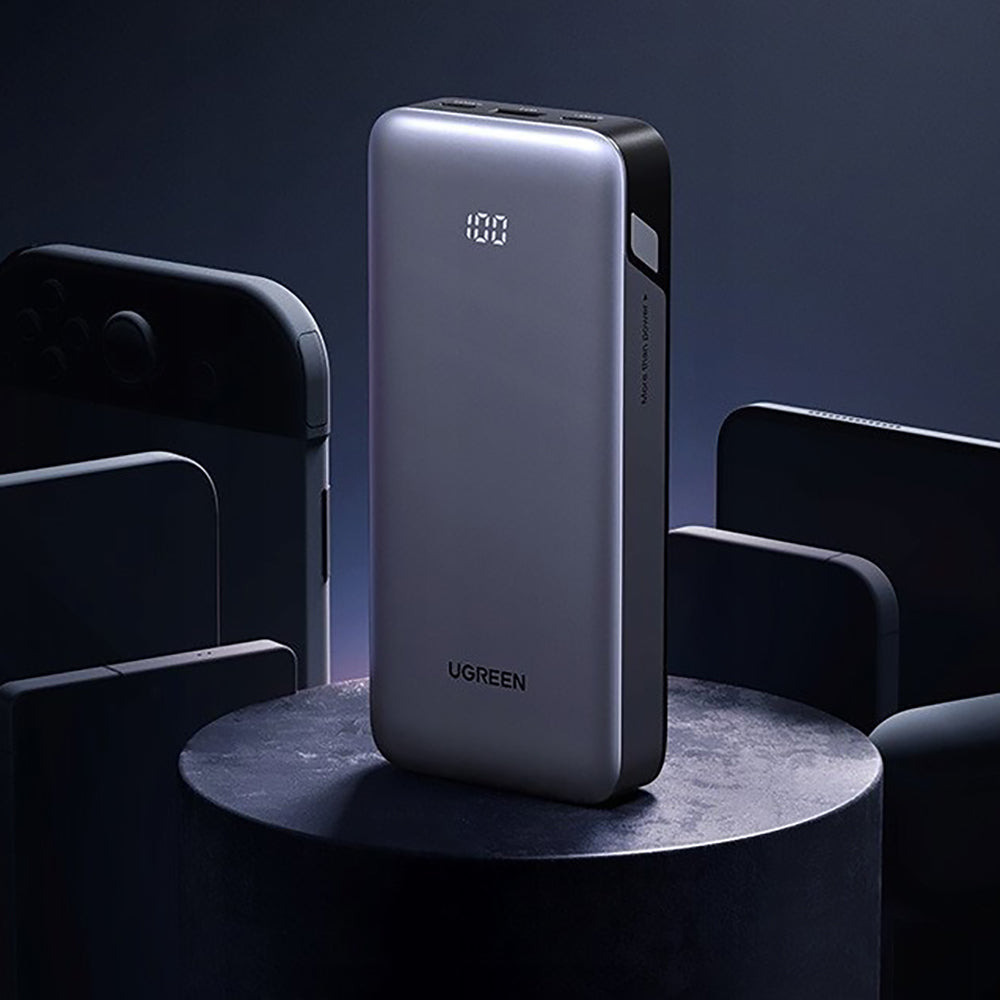 Externí baterie UGREEN Nexode PB532 (55989B), 20000mAh, 30W, QC + PD, 1 x USB-A - 2 x USB-C, Šedá
