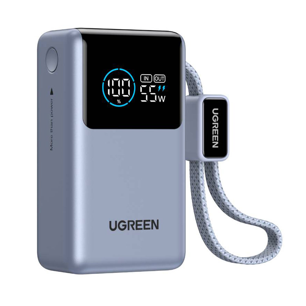 Externí baterie UGREEN Nexode Pro PB727 (75701B), 10000mAh, 55W, QC + PD, 1 x USB-A - 2 x USB-C, Šedá
