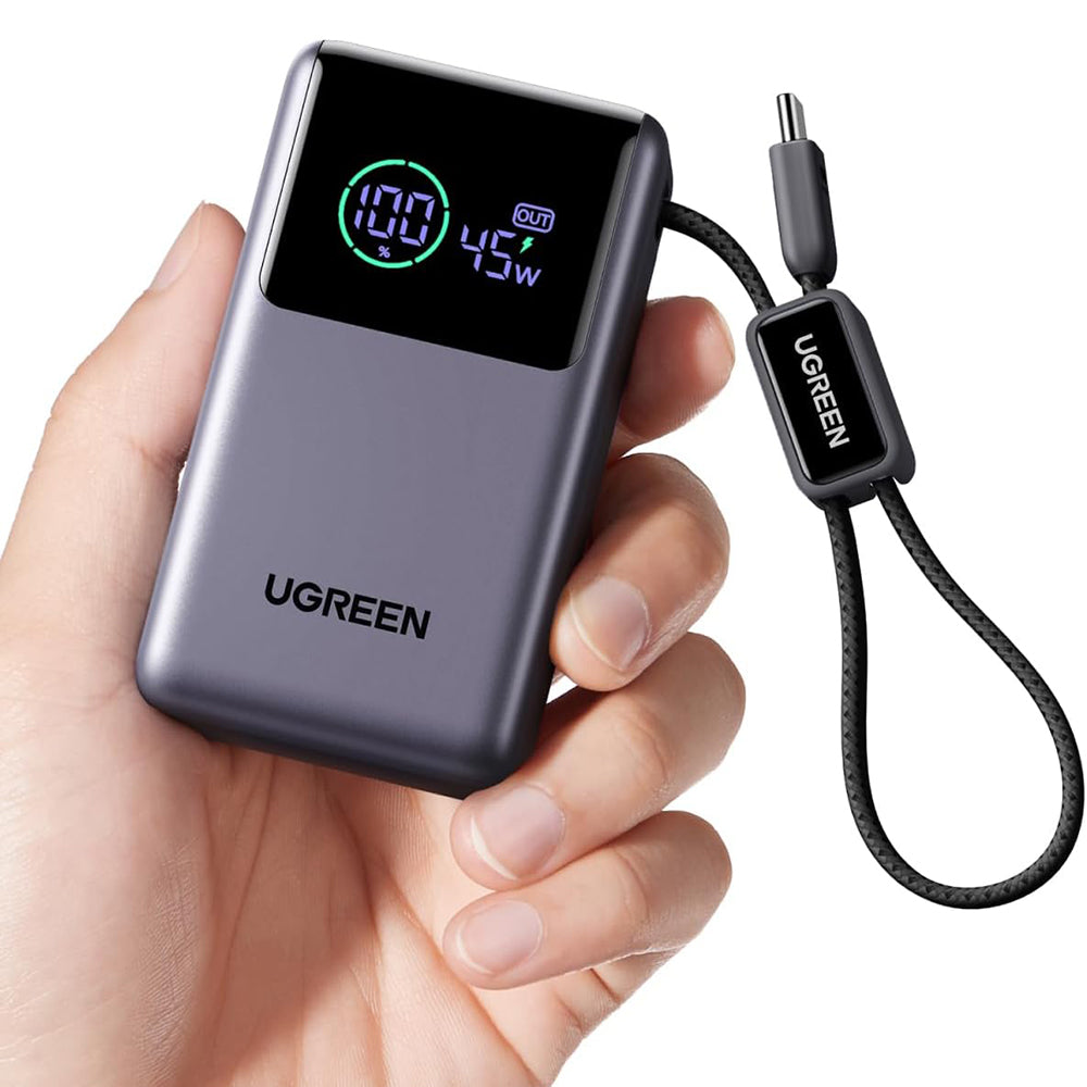 Externí baterie UGREEN Nexode Pro PB727 (85301B), 10000mAh, 55W, QC + PD, 1 x USB-A - 2 x USB-C, Šedá