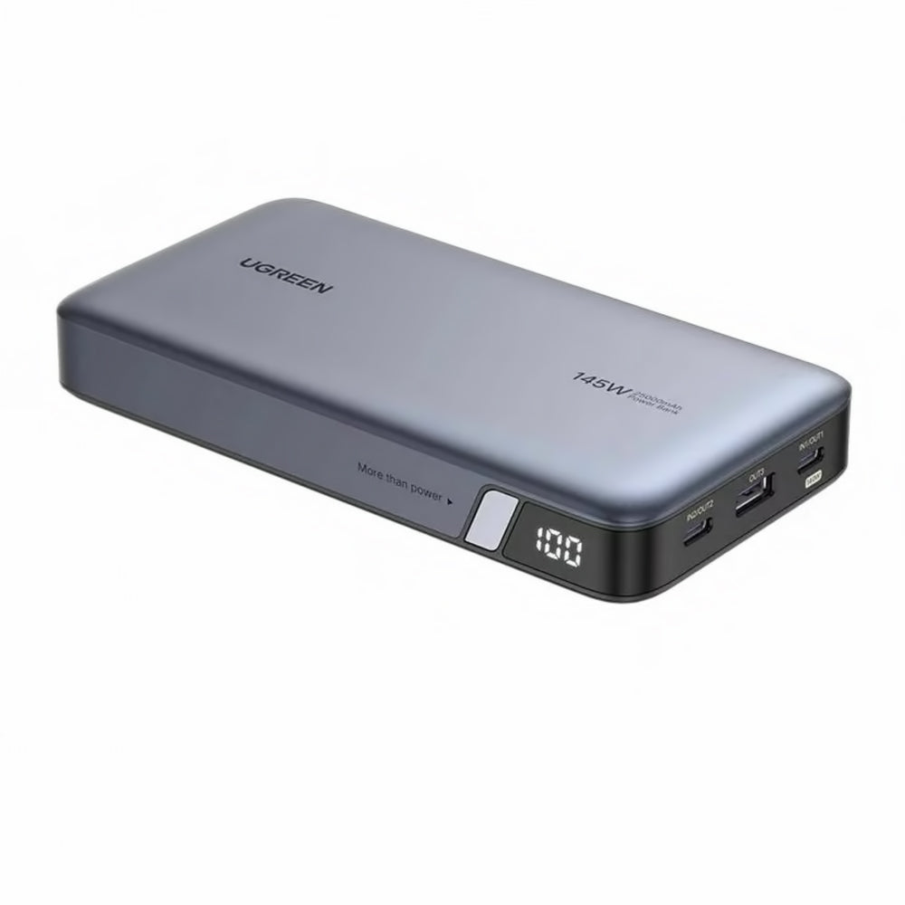 Externí baterie UGREEN PB205, 25000mAh, 145W, QC + PD, 1 x USB-A - 2 x USB-C, šedá