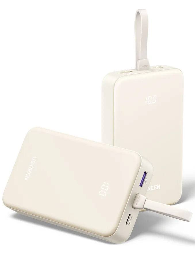 Externí baterie UGREEN PB521, 20000mAh, 30W, QC + PD, 1 x USB-A - 2 x USB-C, Bílá