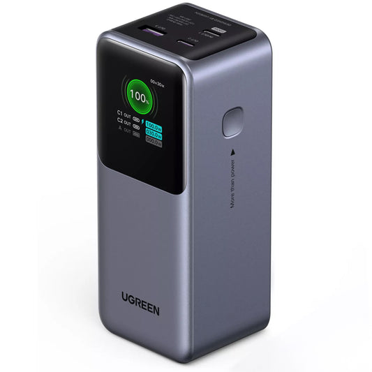 Externí baterie UGREEN PB721, 20000mAh, 130W, QC + PD, 1 x USB-A - 2 x USB-C, šedá