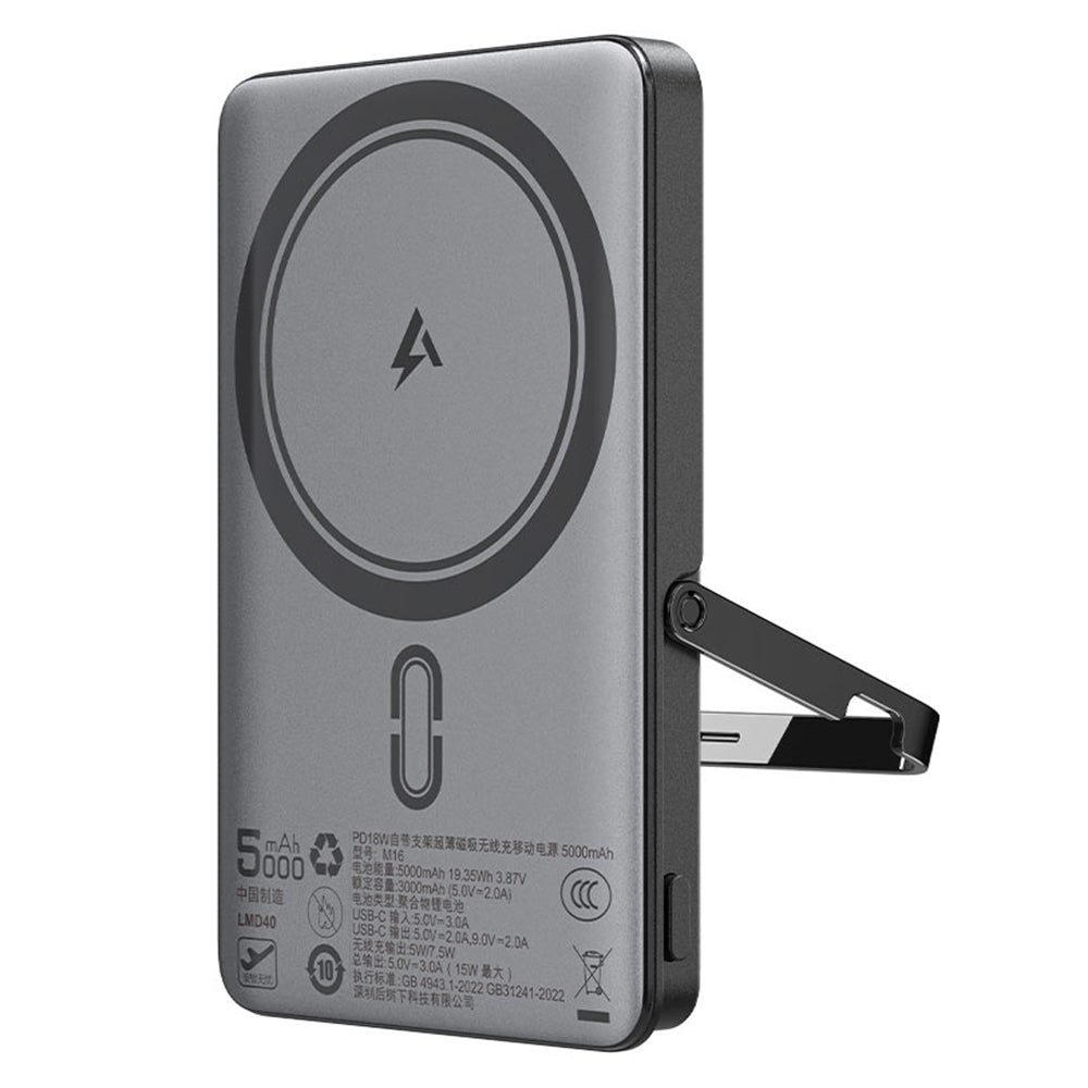 Bezdrátová externí baterie Acefast M16, 5000mAh, 18W, PD + FQI, 1 x QI - 1 x USB-C, černá