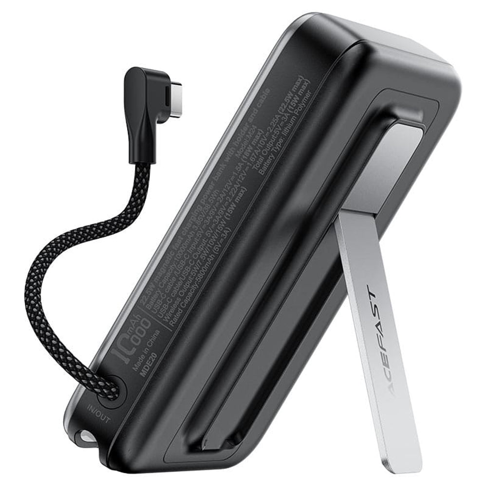 Bezdrátová externí baterie Acefast M24, 10000mAh, 22.5W, PD + FQI, 1 x QI - 2 x USB-C, šedá