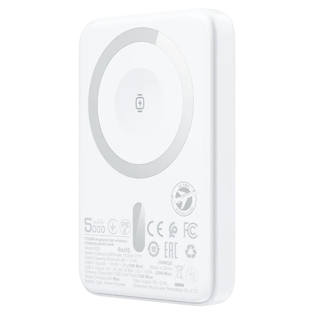 Bezdrátová externí baterie Acefast M25, 5000mAh, 20W, PD + FQI, 1 x QI - 1 x USB-C, Bílá