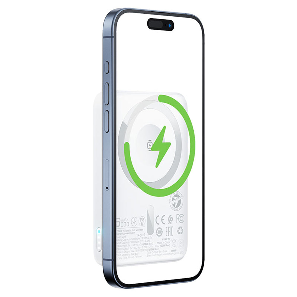 Bezdrátová externí baterie Acefast M25, 5000mAh, 20W, PD + FQI, 1 x QI - 1 x USB-C, Bílá