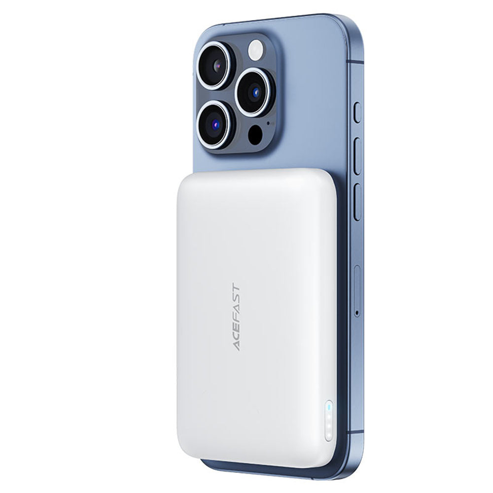 Bezdrátová externí baterie Acefast M25, 5000mAh, 20W, PD + FQI, 1 x QI - 1 x USB-C, Bílá