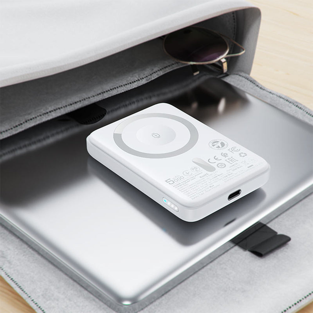 Bezdrátová externí baterie Acefast M25, 5000mAh, 20W, PD + FQI, 1 x QI - 1 x USB-C, Bílá