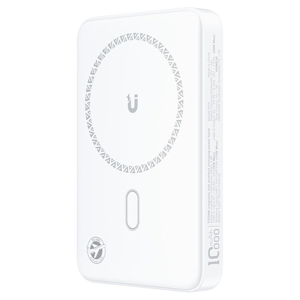 Bezdrátová externí baterie Acefast M26, 10000mAh, 20W, PD + FQI, 1 x QI - 1 x USB-C, Bílá