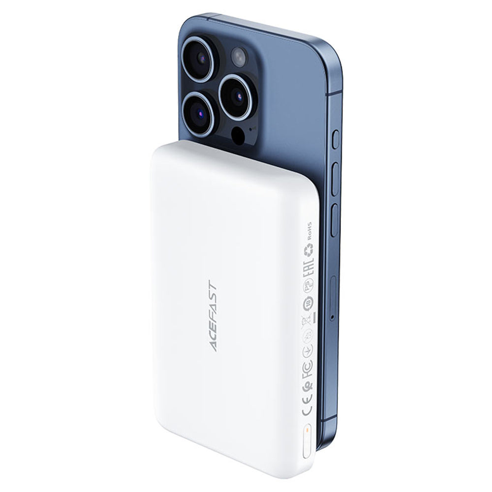 Bezdrátová externí baterie Acefast M26, 10000mAh, 20W, PD + FQI, 1 x QI - 1 x USB-C, Bílá