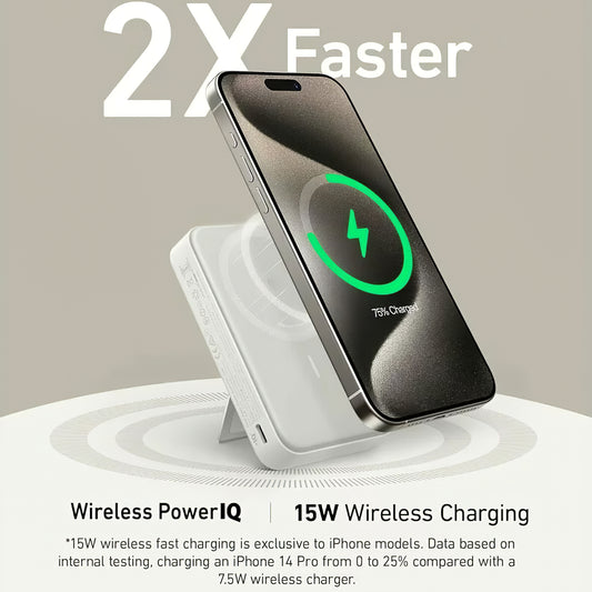 Bezdrátová externí baterie Anker MagGo, 10000mAh, 27W, PD + FQI, 1 x QI - 1 x USB-C, bílá A1654G21