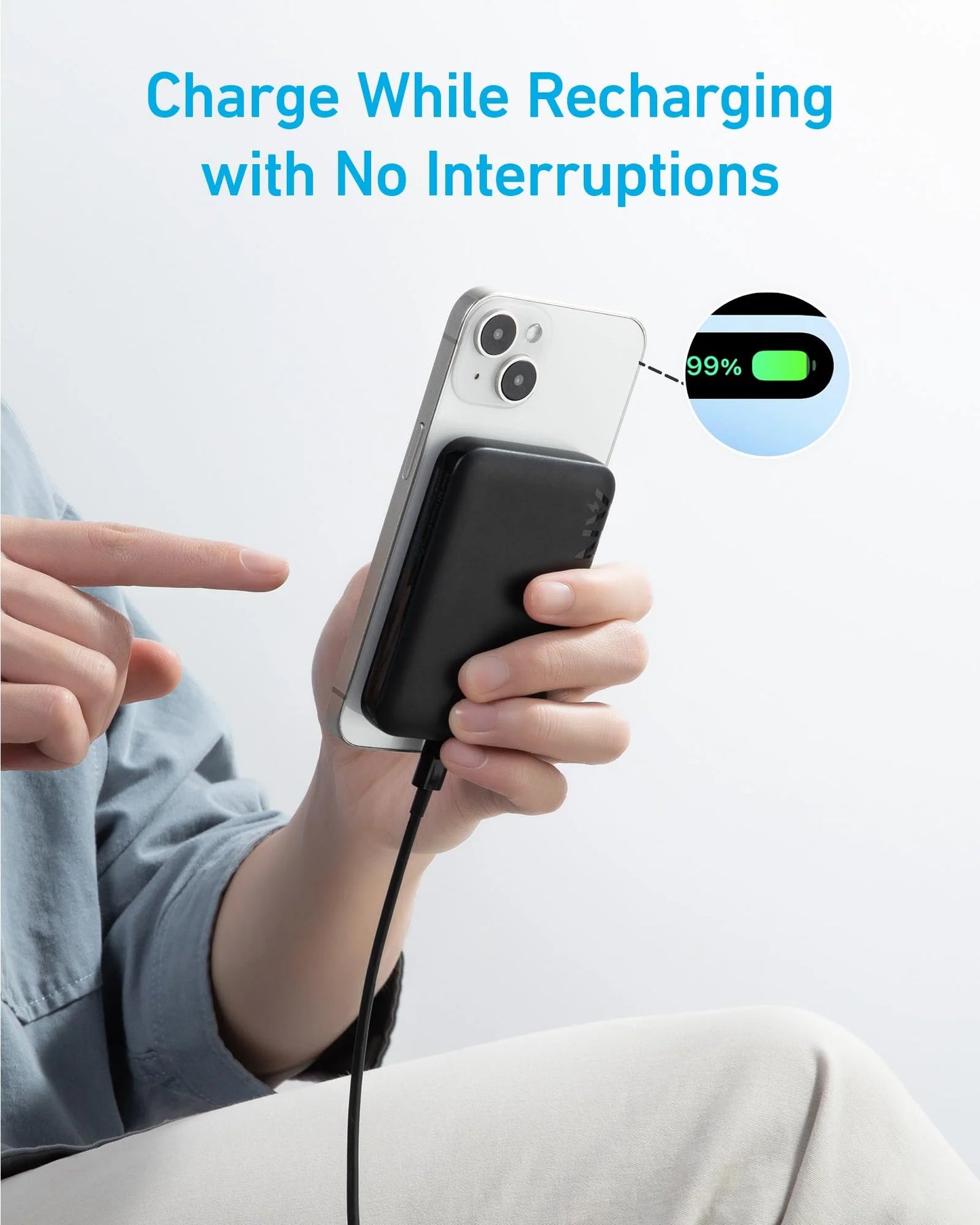 Bezdrátová externí baterie Anker 321 MagGo, 5000 mAh, 7,5 W, 1 x IQ, černá A1616G11