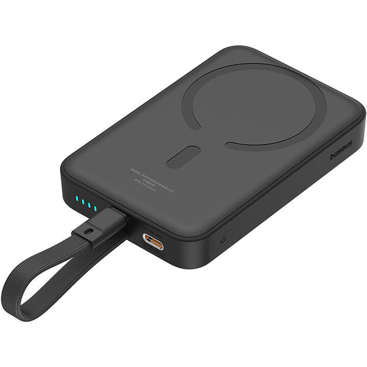 Externí bezdrátová baterie Baseus Magnetic Mini, 10000mAh, 20W, PD + FQI, 1 x Lightning - 1 x QI - 1 x USB-C, Černá P10022109113-00