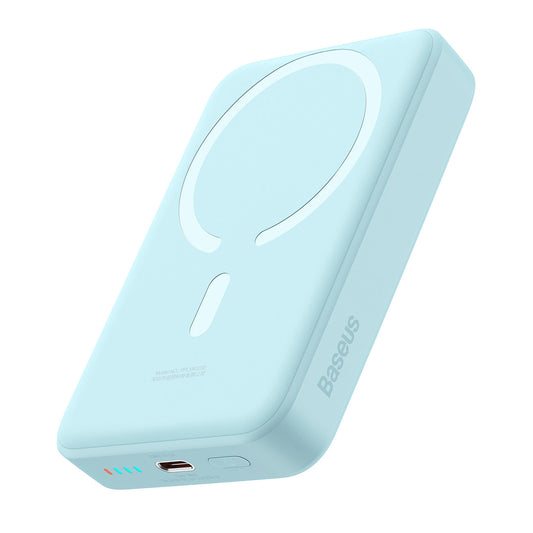 Externí bezdrátová baterie Baseus Magnetic Mini, 10000mAh, 30W, PD + FQI, 1 x QI - 1 x USB-C, Modrá PPCX110203