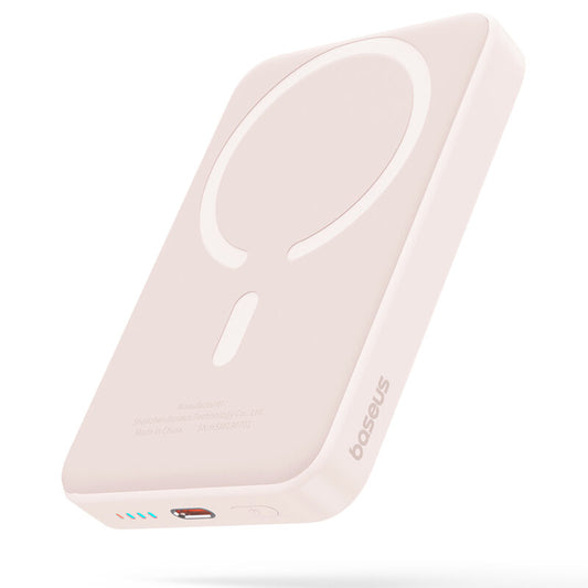 Externí bezdrátová baterie Baseus Magnetic Mini, 10000mAh, 20W, PD + FQI, 1 x QI - 1 x USB-C, Růžová P10059001413-00
