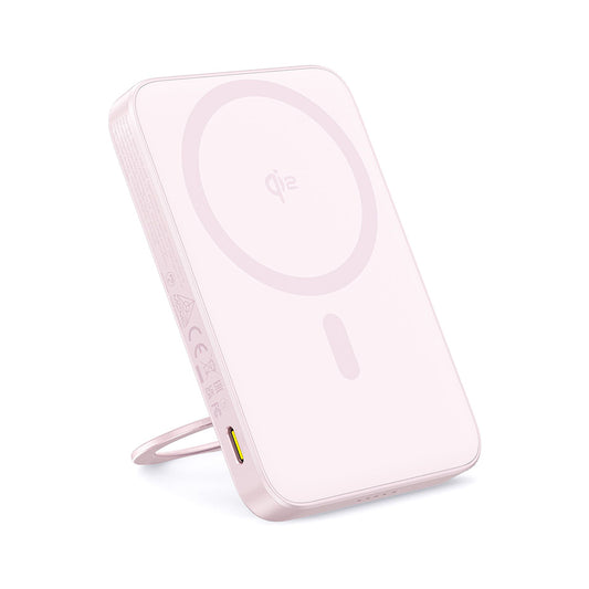 Bezdrátová externí baterie Baseus PicoGo, 5000mAh, 20W, PD + FQI, 1 x QI - 1 x USB-C, Růžová P10076800413-00
