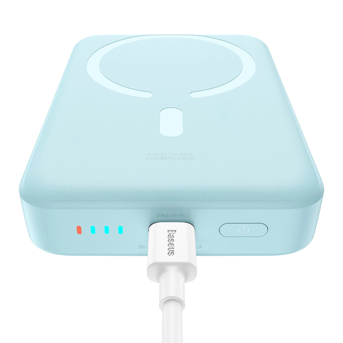 Externí bezdrátová baterie Baseus Magnetic Mini, 10000mAh, 30W, PD + FQI, 1 x QI - 1 x USB-C, Modrá PPCX110203
