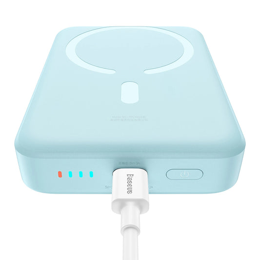 Externí bezdrátová baterie Baseus Magnetic Mini, 10000mAh, 30W, PD + FQI, 1 x QI - 1 x USB-C, Modrá PPCX110203