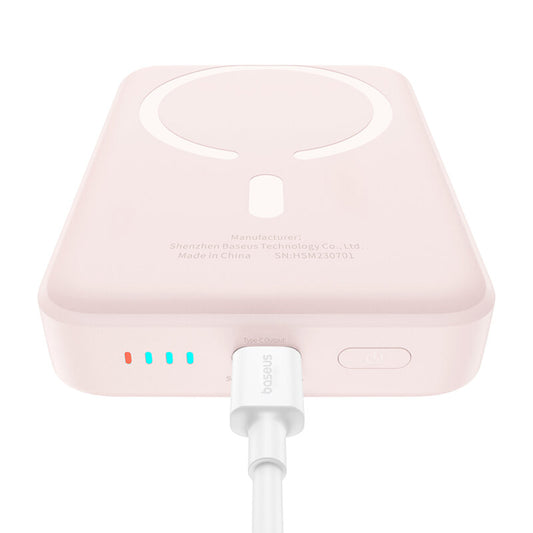 Externí bezdrátová baterie Baseus Magnetic Mini, 10000mAh, 20W, PD + FQI, 1 x QI - 1 x USB-C, Růžová P10059001413-00