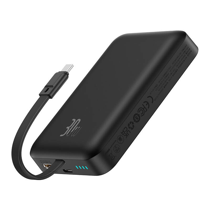 Externí bezdrátová baterie Baseus Magnetic Mini, 10000mAh, 30W, PD + FQI, 1 x QI - 2 x USB-C, Černá P1002210B113-00