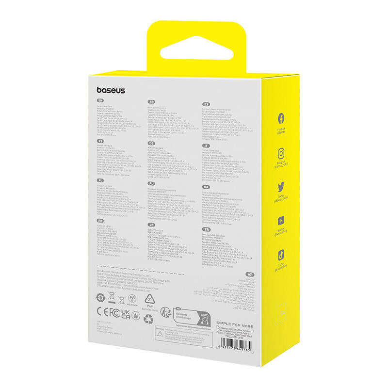 Externí bezdrátová baterie Baseus Magnetic Mini, 10000mAh, 30W, PD + FQI, 1 x QI - 2 x USB-C, Černá P1002210B113-00