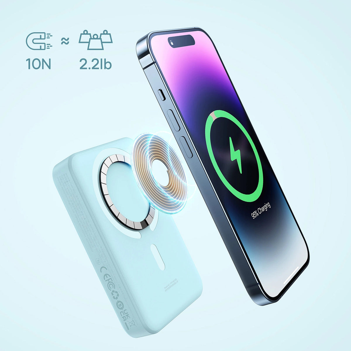 Externí bezdrátová baterie Baseus Magnetic Mini, 10000mAh, 30W, PD + FQI, 1 x QI - 1 x USB-C, Modrá PPCX110203