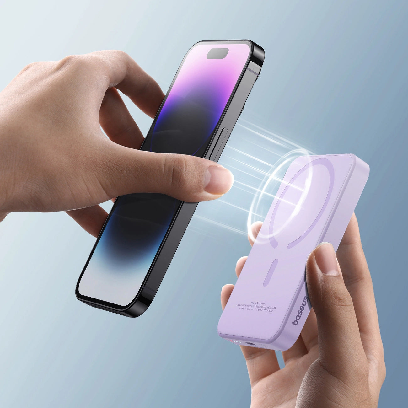 Externí bezdrátová baterie Baseus Magnetic Mini, 5000mAh, 20W, PD + FQI, 1 x QI - 1 x USB-C, Fialová P10022107513