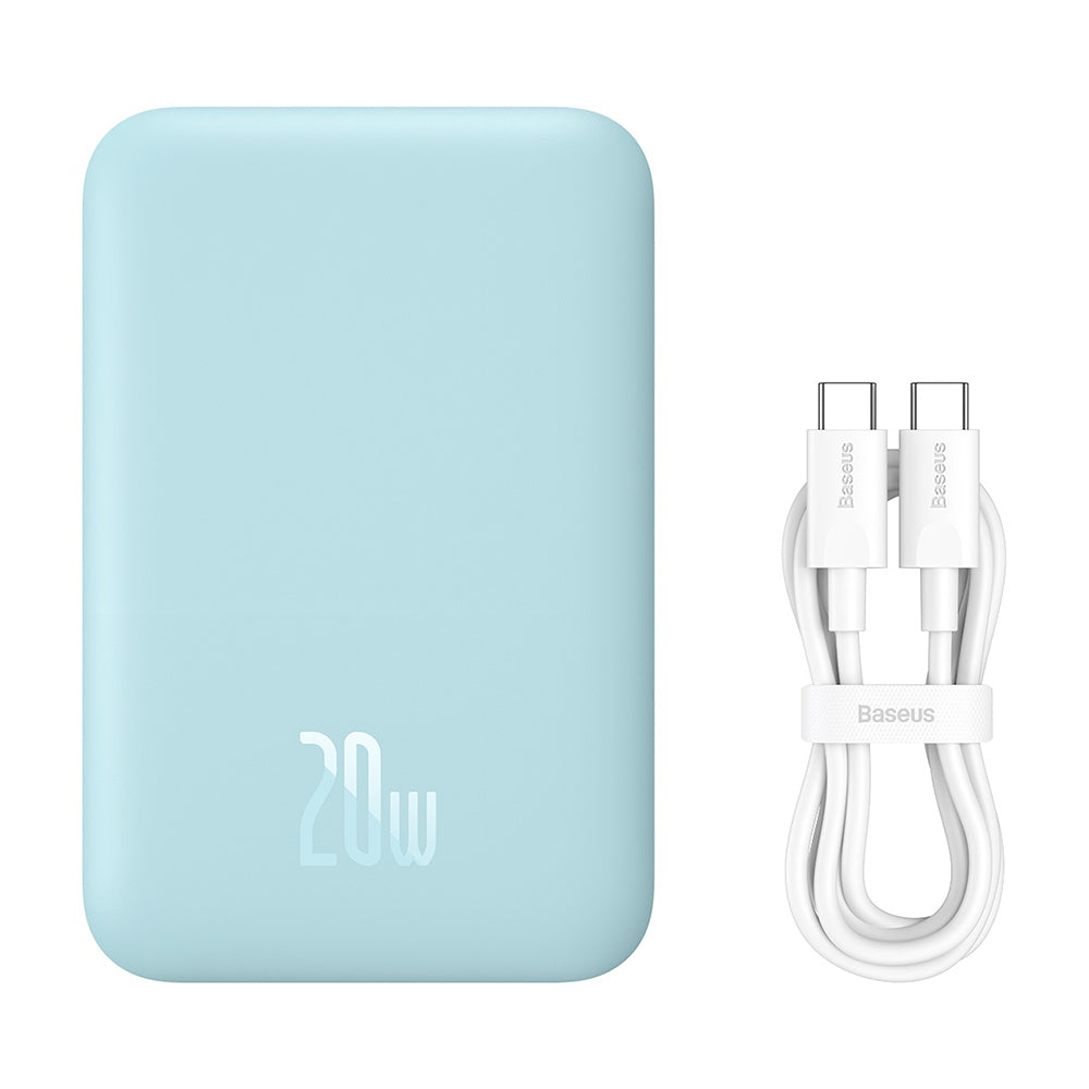 Bezdrátová externí baterie Baseus Mini Air, 6000mAh, 20W, PD + FQI, 1 x QI - 1 x USB-C, Modrá P10059002313-00