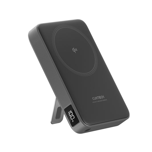 Bezdrátová externí baterie Cuktech WPB100, 10000mAh, 30W, PD + FQI, 1 x QI - 1 x USB-C, šedá CUWPB100GLBK