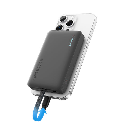 Bezdrátová externí baterie Cuktech WPB100L, 10000mAh, 22,5W, PD + FQI, 1 x QI - 2 x USB-C, černá CKWPB100LGLBK