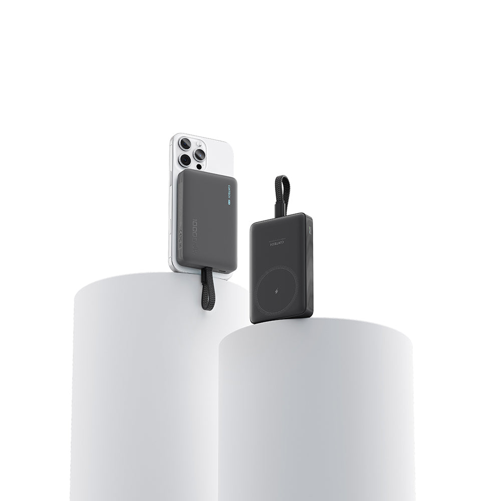Bezdrátová externí baterie Cuktech WPB100L, 10000mAh, 22,5W, PD + FQI, 1 x QI - 2 x USB-C, černá CKWPB100LGLBK