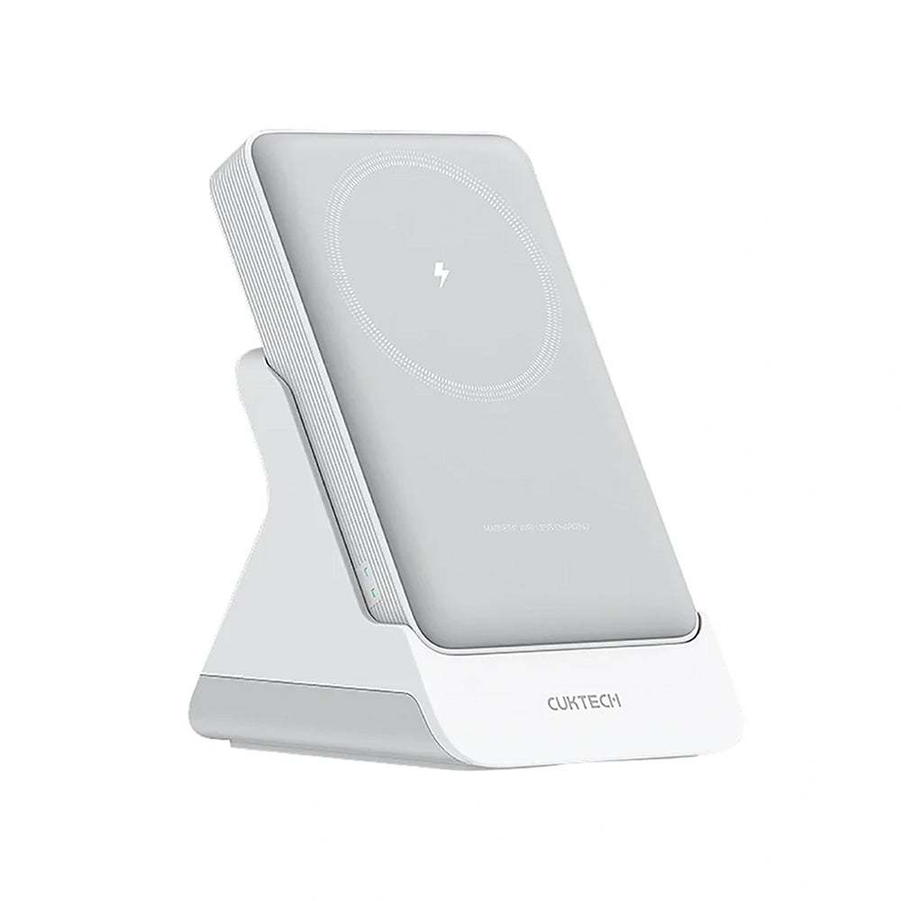 Bezdrátová externí baterie Cuktech WPB100N, 10000mAh, 20W, PD + FQI, 1 x QI - 1 x USB-C, bílá CKWPB100NGLGR