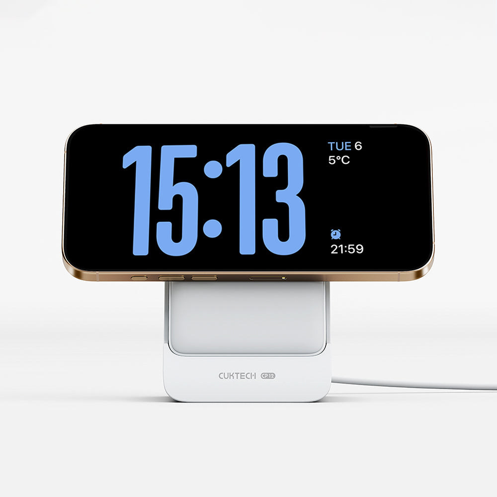 Bezdrátová externí baterie Cuktech WPB100N, 10000mAh, 20W, PD + FQI, 1 x QI - 1 x USB-C, bílá CKWPB100NGLGR