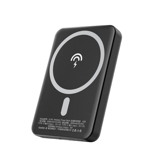 Bezdrátová externí baterie Dudao K14S, 5000mAh, 10W, PD + QI, 1 x QI - 1 x USB-C, černá