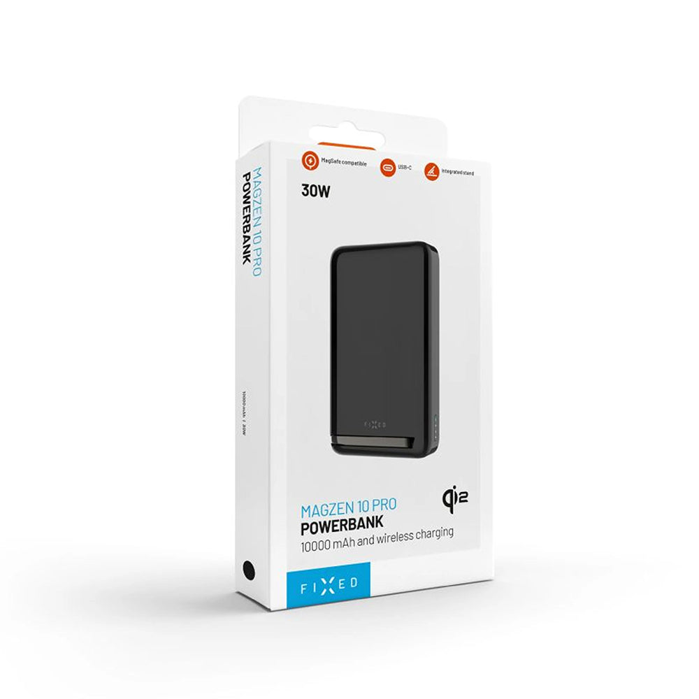 Externí bezdrátová baterie Fixed MagZen 10 Pro, 10000mAh, 30W, PD + FQI, 1 x QI - 1 x USB-C, černá