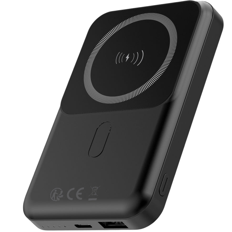 Forever MATB-100 Bezdrátová externí baterie, 10000mAh, 22,5W, QC + PD + FQI, 1 x QI - 1 x USB-A - 1 x USB-C, černá