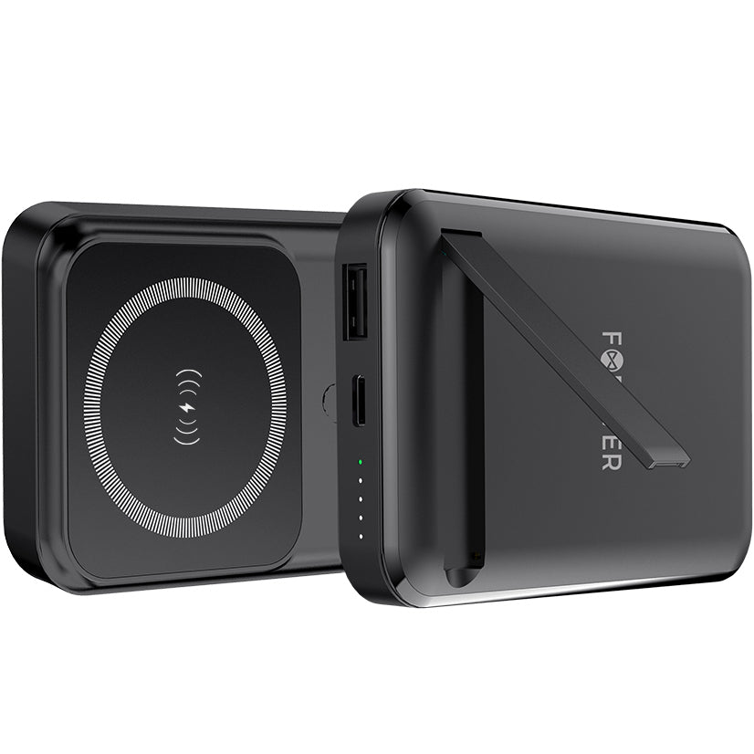 Forever MATB-100 Bezdrátová externí baterie, 10000mAh, 22,5W, QC + PD + FQI, 1 x QI - 1 x USB-A - 1 x USB-C, černá