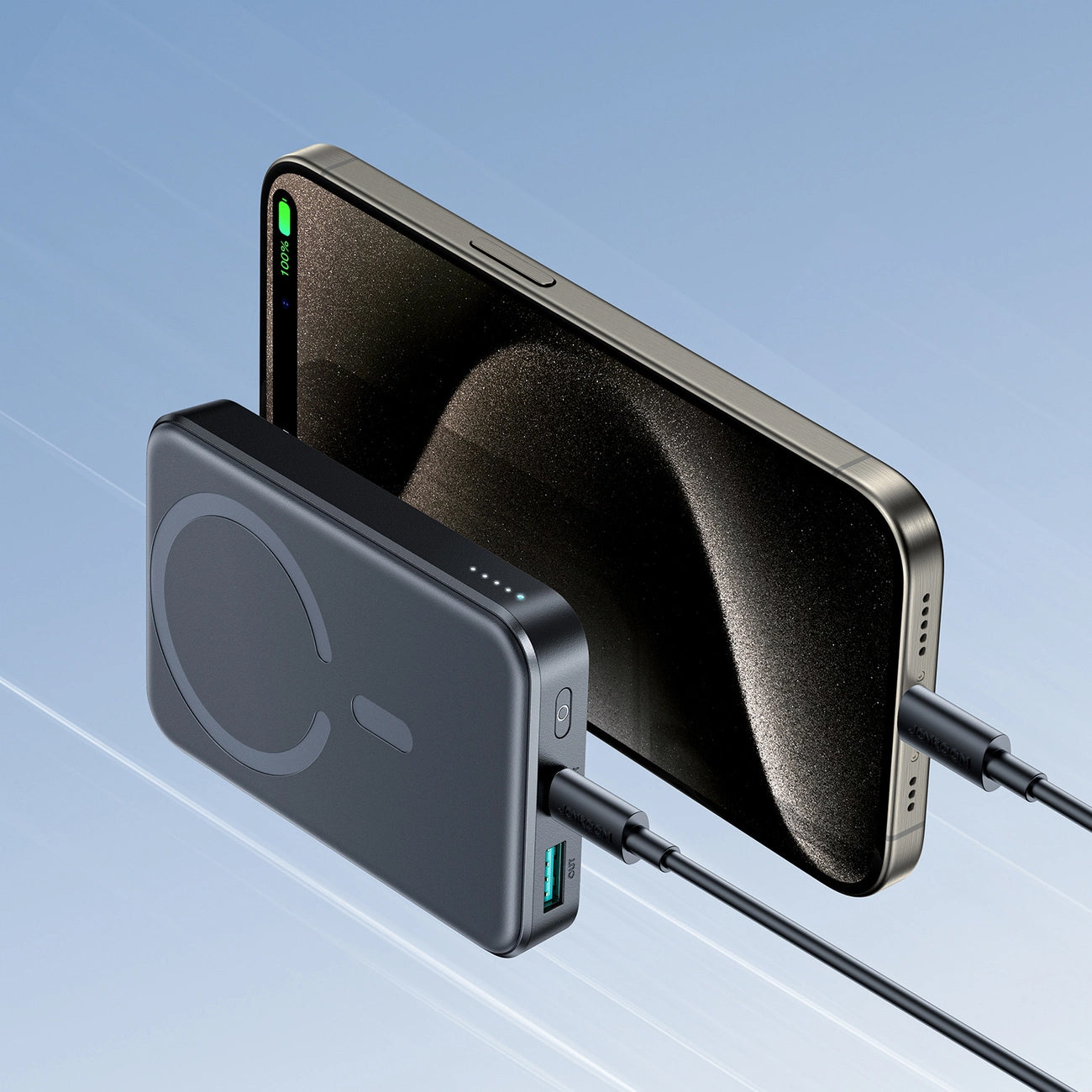 Bezdrátová externí baterie Joyroom JR-W020, 10000mAh, 20W, QC + PD + FQI, 1 x QI - 1 x USB-A - 1 x USB-C, Černá