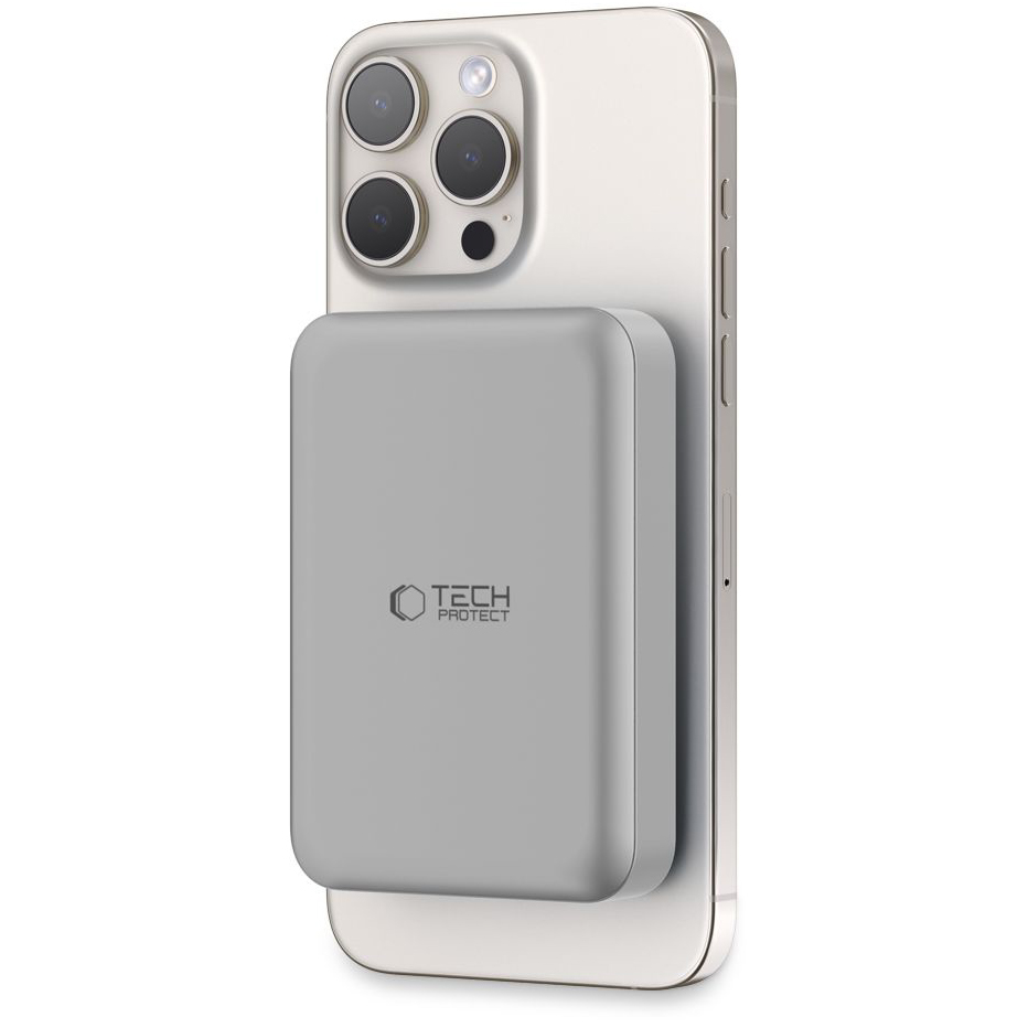 Bezdrátová externí baterie Tech-Protect PB11 LifeMag, 10000mAh, 15W, PD + FQI, 1 x QI - 1 x USB-C, šedá, znovu zabalená