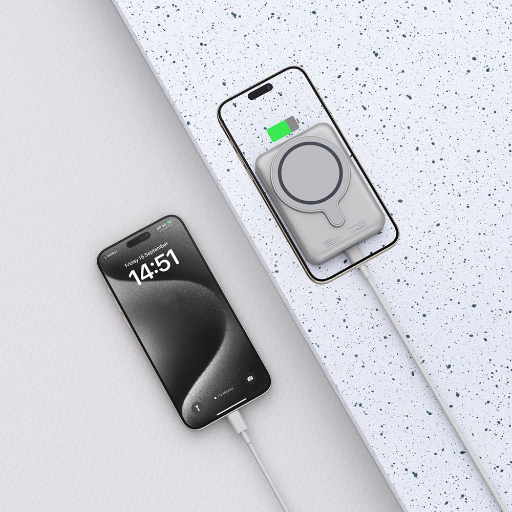 Bezdrátová externí baterie Tech-Protect PB11 LifeMag, 10000mAh, 15W, PD + FQI, 1 x QI - 1 x USB-C, šedá, znovu zabalená